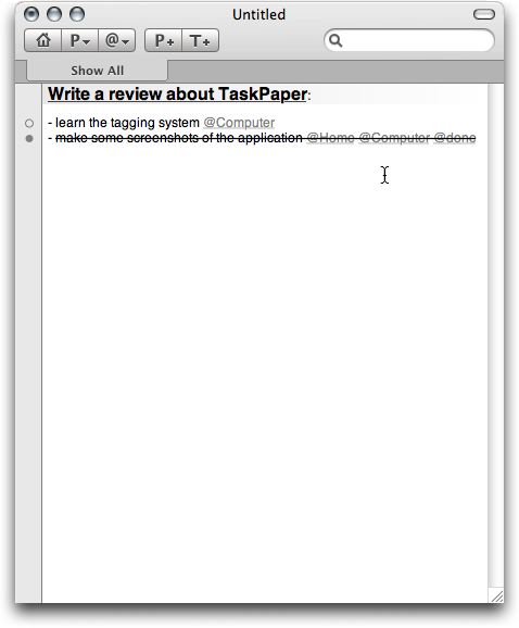 Task Paper delete an action