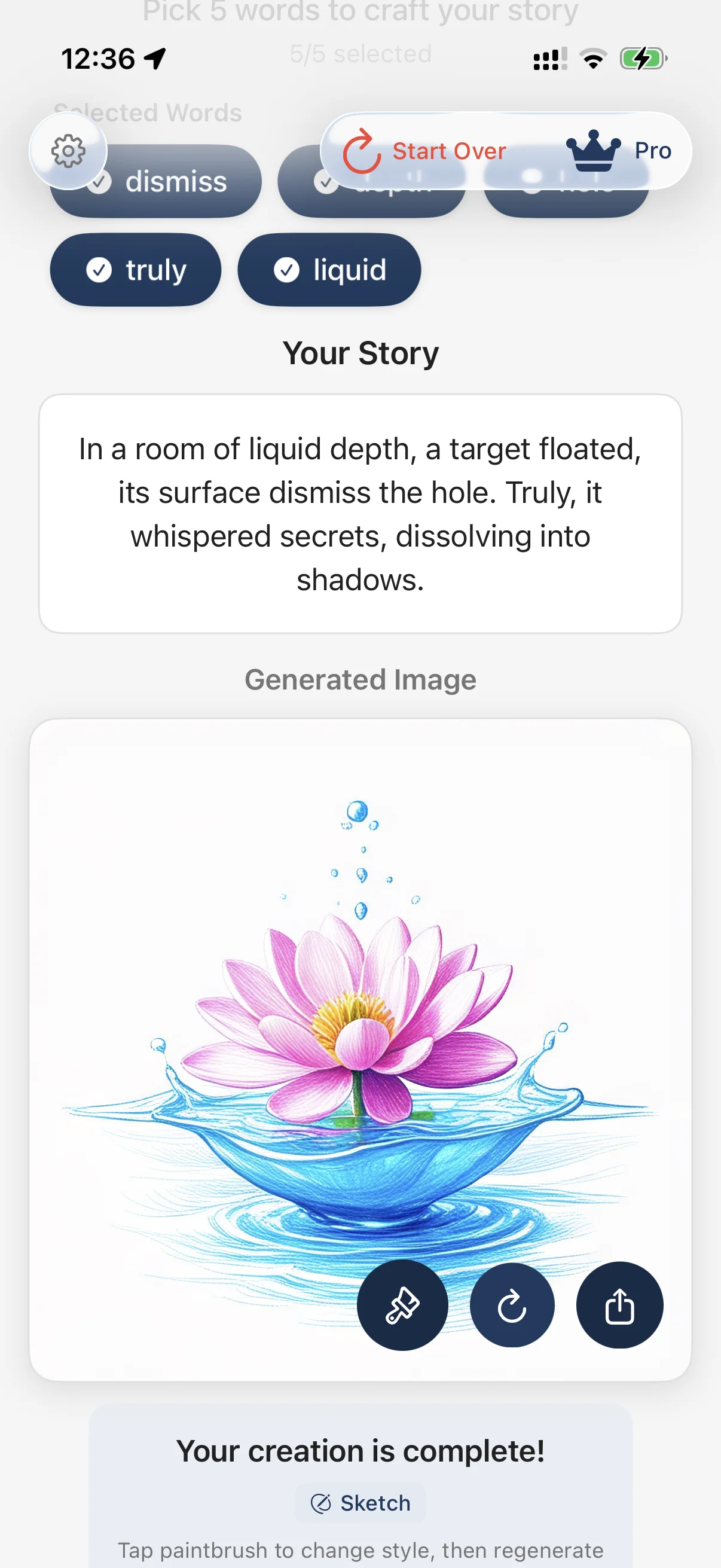 Just 5 Words image generation with style options