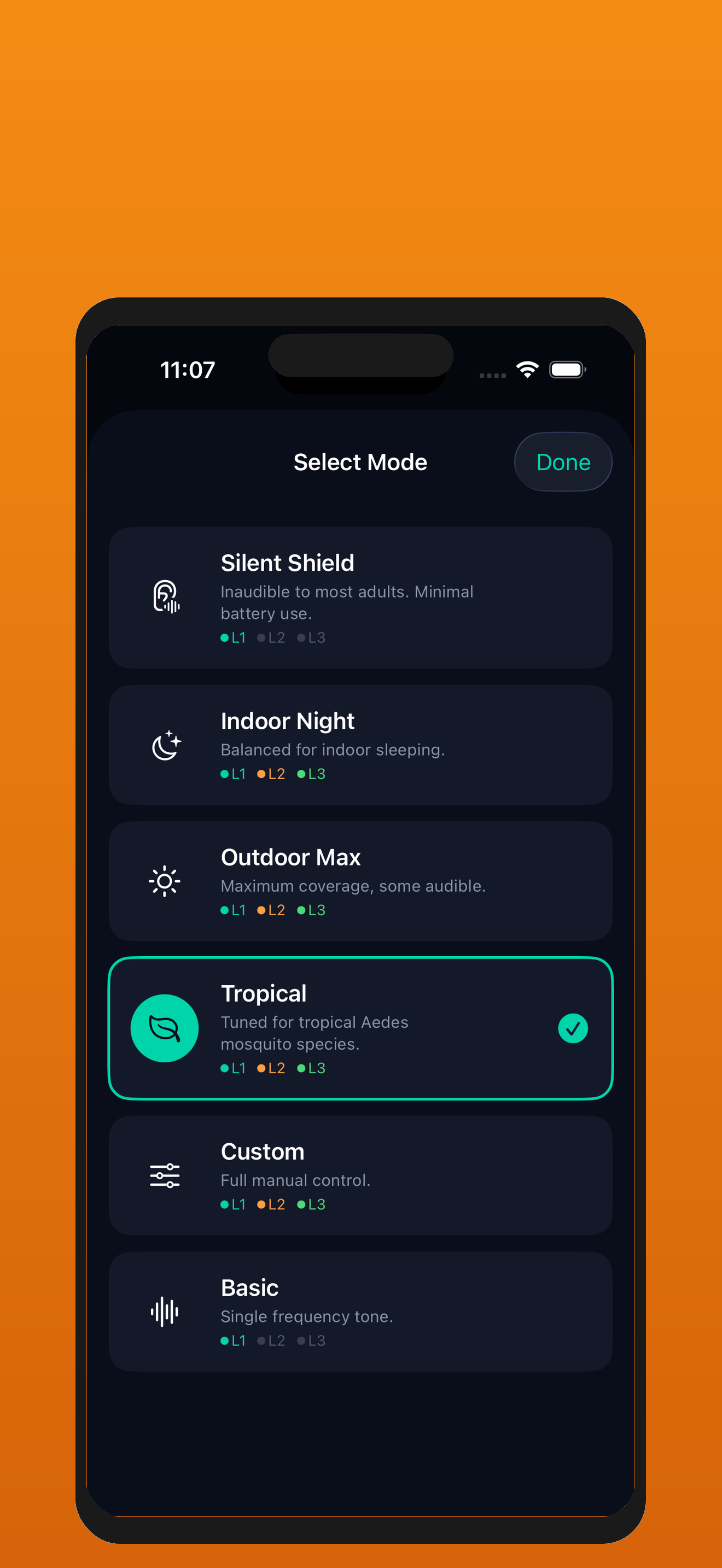 MosquiGo screen shield and settings