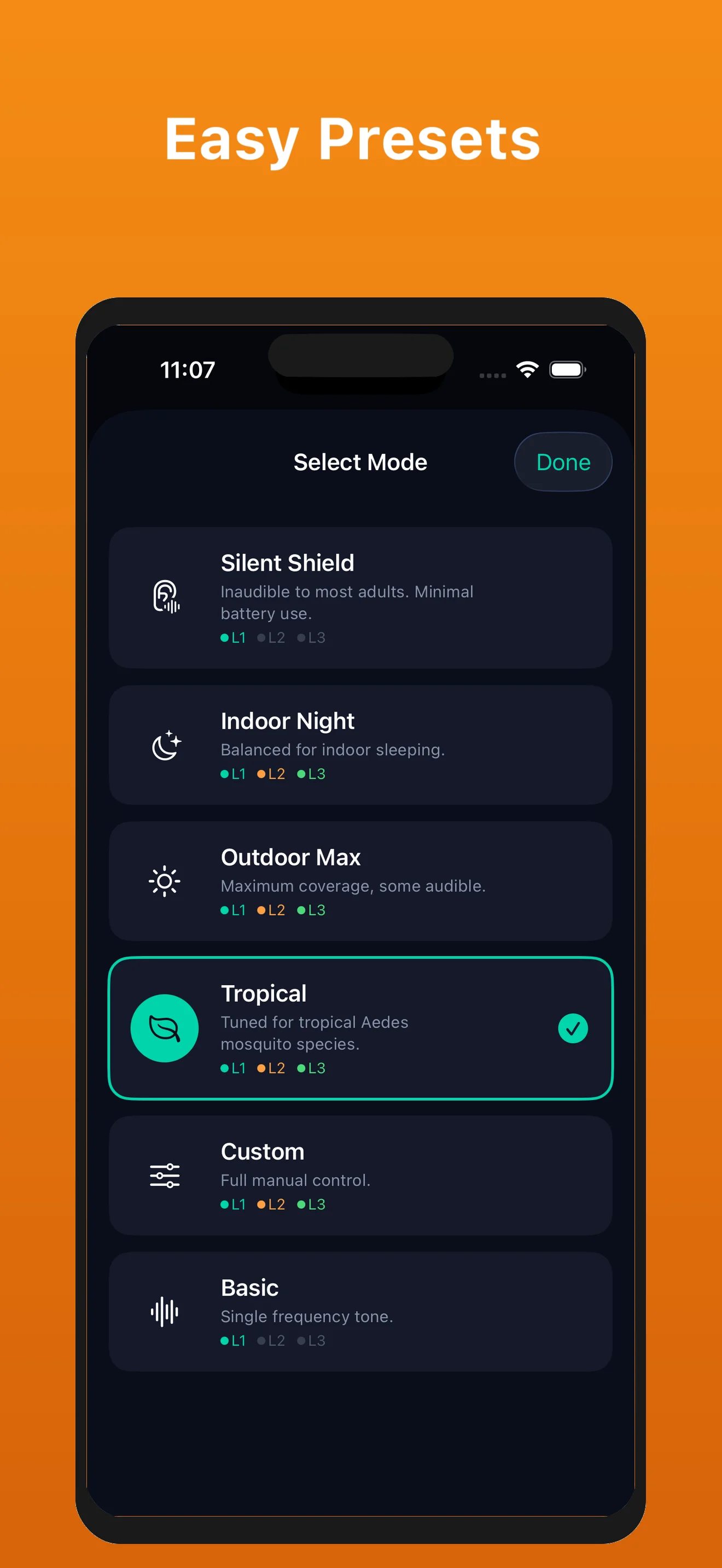 MosquiGo screen shield and settings