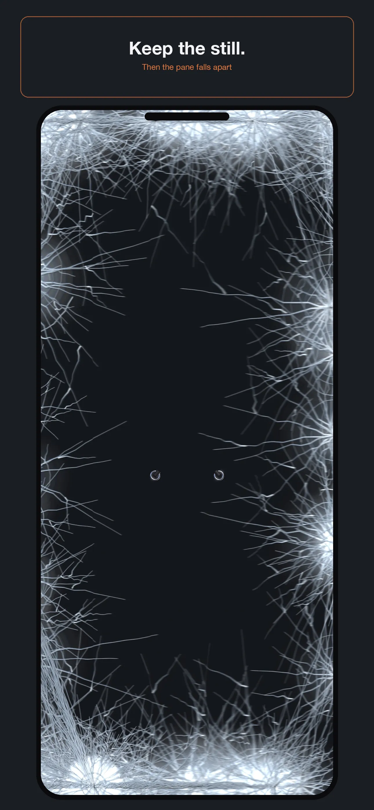 Pane Shatter — fully spiderwebbed broken glass still
