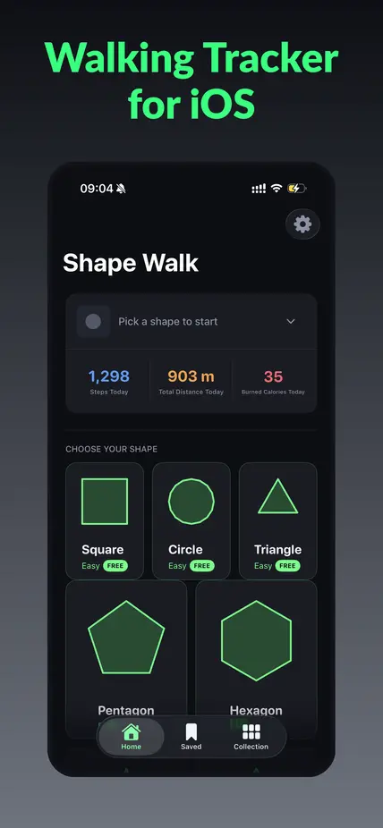 Shape Walk — home screen with shape selection