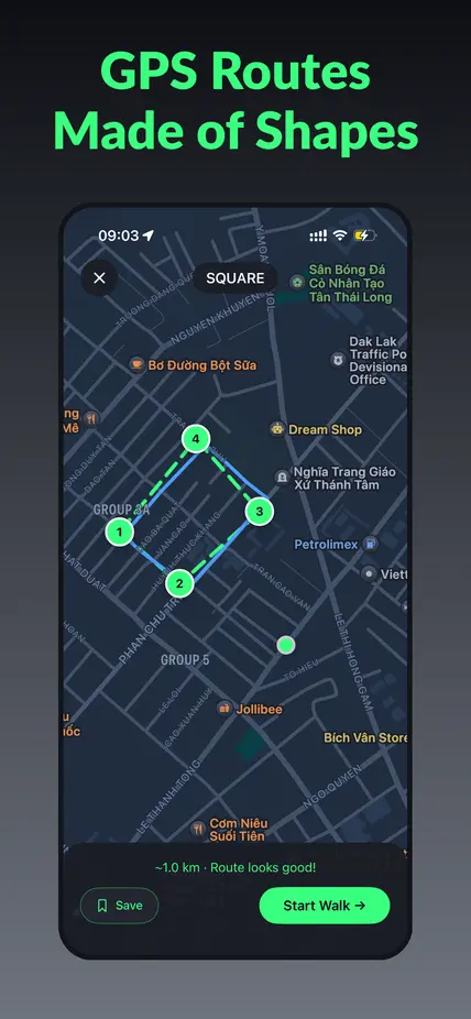Shape Walk — live map with GPS tracking