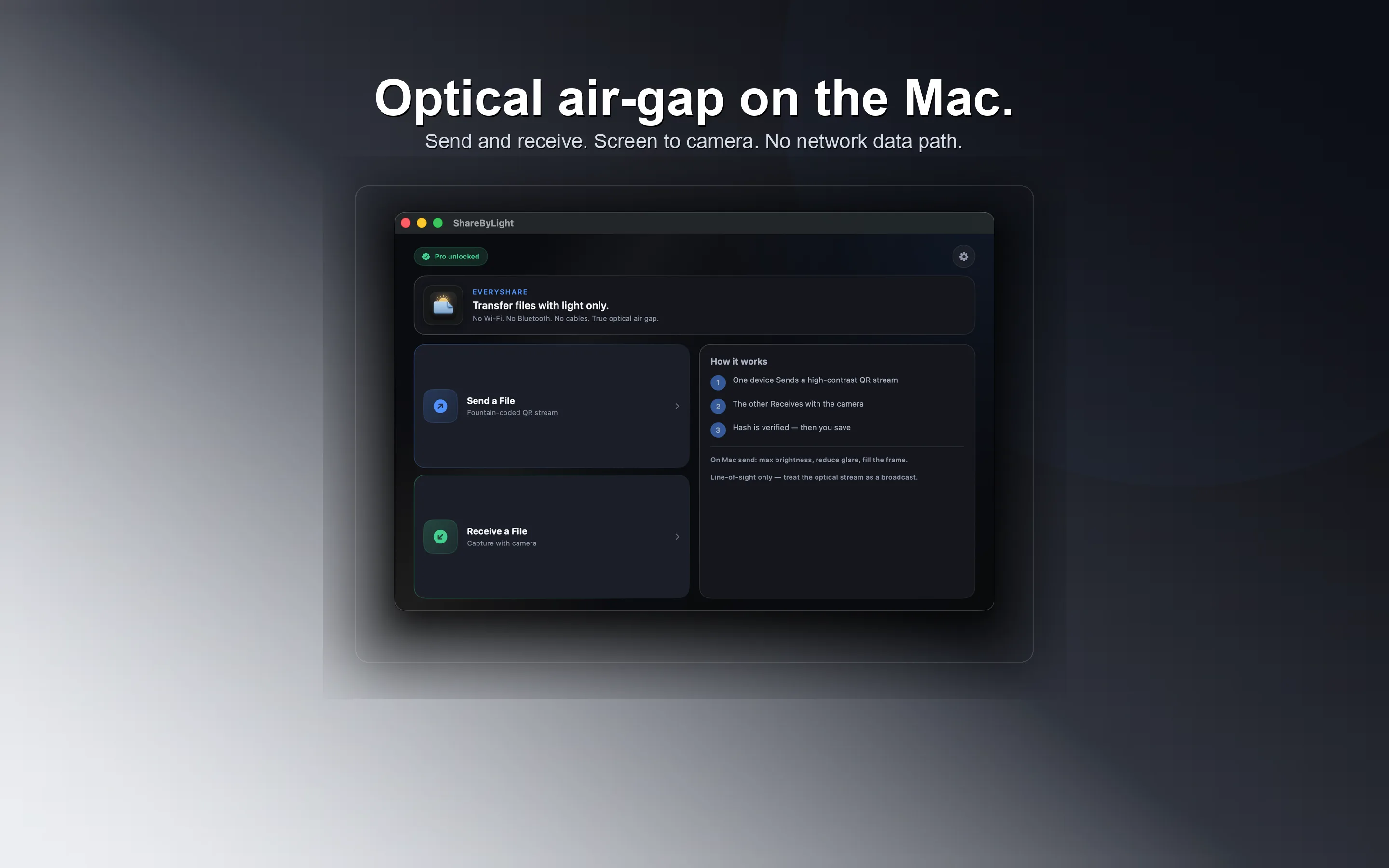 ShareByLight on Mac home screen